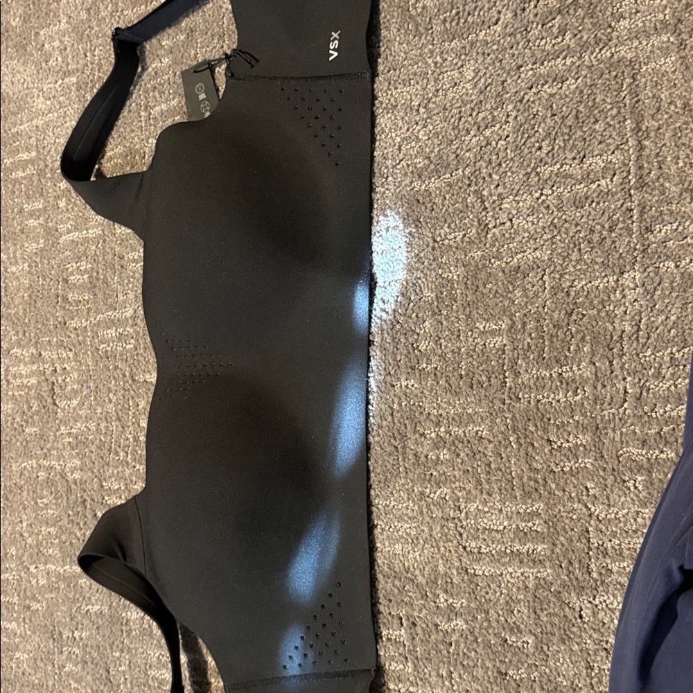VSX Black Sports Bra with Perforated Design